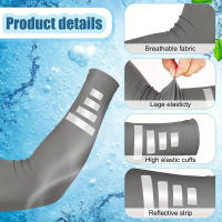 5 Mangas de protección solar de verano para deportes - Protección, Tela de secado rápido y transpirable, Diseño de franja reflectante elástica, Material de spandex, Lavar a mano - Ideal para correr de noche, ciclismo, golf, senderismo y conducir - details 6