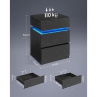 Mesita de Noche con Tira de Luz LED Multicolor Variable, 3 Cajones, Mesa Auxiliar, Estilo Moderno, 35 x 40 x 55 cm, Negro Efecto Madera LET0830B01 - details 19
