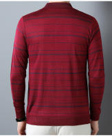 Camiseta Polo Casual de Manga Larga para Hombre 2024 Primavera Nueva Negocios Moda Rayas Transpirable Elástico Material Poliéster - details 4