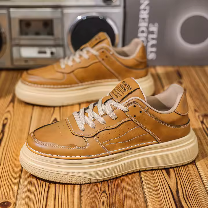 Zapatos deportivos retro de moda, ligeros, de suela gruesa, versátiles, zapatos de cuero con suela blanda - 1