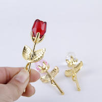 Regalo creativo europeo, varilla de Metal, rosa de cristal, decoración artesanal, regalo de flor simulada para el Día de San Valentín - details 15