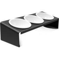 Comedero elevado para gatos Lannvan, 3 comederos para perros, comederos para gatos inclinados 15 °   Cerámica con Marco Metálico, Cuenco Antivómitos para Gatos, Comederos y Bebederos para Gatos y Perros Pequeños - details 0