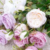 Ramo de rosas artificiales de 6 cabezas, flores de rosas de seda exquisitas de plástico, flores falsas realistas que no se decoloran, decoración del jardín del hogar - details 8