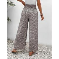 Pantalones de pierna ancha para mujer en verano Chic Moda elegante con cintura elástica y diseño floral - details 18