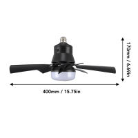 Negro Ventilador de Techo con Bombilla E26 Iluminado - Luz de Ventilador con Casquillo Pequeño - Color Regulable - Para Salón, Dormitorio, Baño - details 4