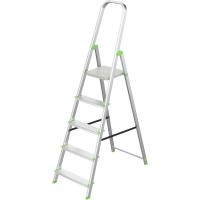 Escalera de Tijera Plegable, Marca Española. Escalera de Aluminio, 5 peldaños, con Gancho de Pared, Multiusos, Antideslizante, Ligera y Resistente, Escalera Doméstica, Fácil Transporte - details 0