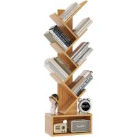 Estantería de árbol, Librería Alta de 6 Niveles Estantería Estrecha de madera con cajones para Sala de Estar, Dormitorio 38×19×112CM Marrón Rústico - details 23