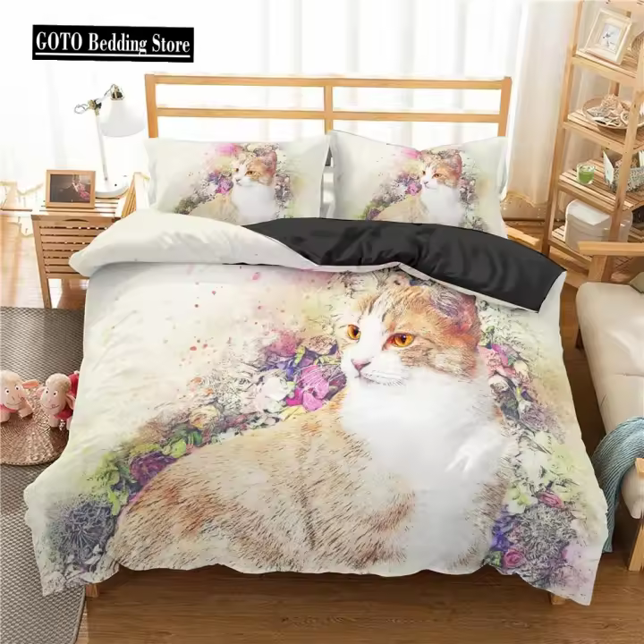 Juego de Ropa de Cama de Dibujos Animados Dulces Sueños con Estilo de Animal Tamaño Rey 2-3pcs - 1