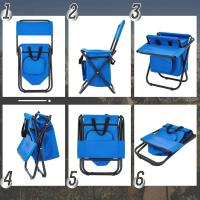 Banco de pesca desmontable, silla plegable portátil para acampar en la playa con bolsa refrigerada, respaldo ligero para exteriores - details 9