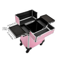 Estuche de maquillaje enrollable profesional, caja organizadora de cosméticos, rosa, salón de belleza, peluquería - details 3