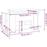 Mesa de centro, mesa auxiliar, consola lateral, salón, sofá, sala de estar, cafetería, muebles, mobiliario, madera contrachapada blanca, 79x49x41 cm - details 2