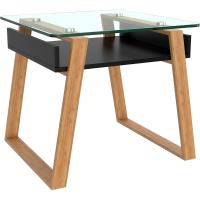 Mesita de Centro Rectangular, de Vidrio y Madera con Bandeja para Revistas, Mesa de Centro Baja para Salón y Oficina - details 19