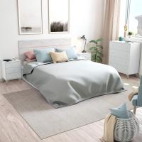 Noche, Cabecero para Cama de Matrimonio, Modelo Dulce, Blanco Artik y Blanco Velho, Medidas - details 2