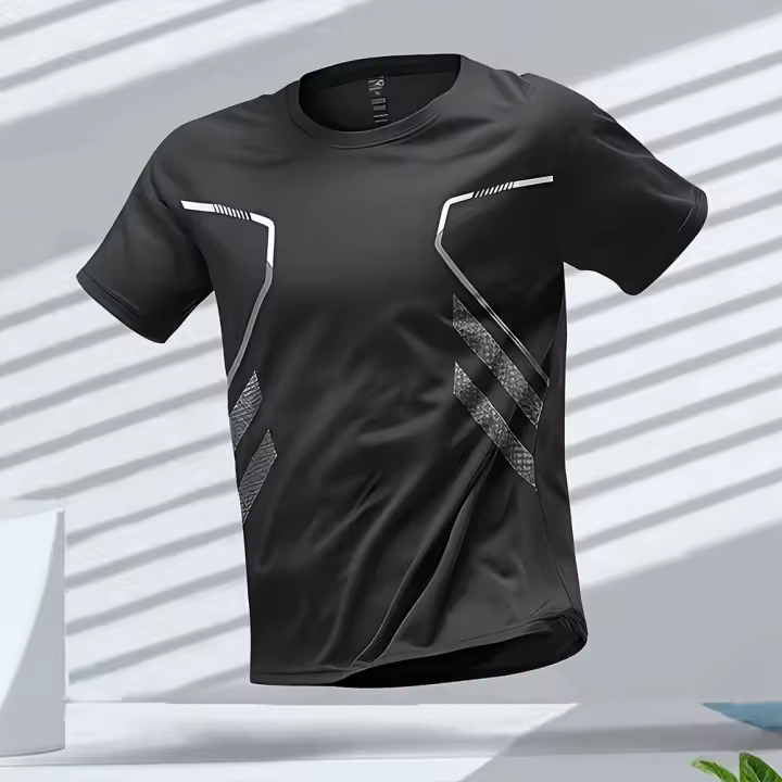 Camiseta de manga corta con cuello redondo y estampado digital 3D para hombre - 1
