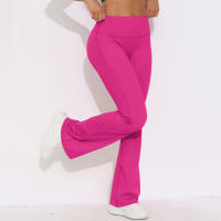 Mallas de Yoga a prueba de sentadillas para mujer, pantalones de Yoga de cintura alta, levantamiento de glúteos, pantalones de tiburón Micro acampanados, pantalones de Yoga ajustados de cintura alta - details 22