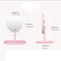 Espejo Maquillaje con Luz En Forma De Corazón Para Escritorio,3 Niveles de Brillo Ajustables para Baño - details 5