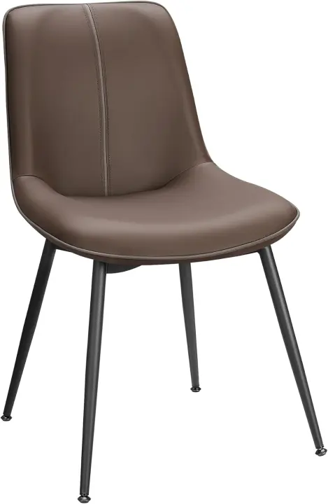 Silla de Comedor Silla de Cocina Superficie de PU Patas de Acero Ajustables Resalto Curvo - 1