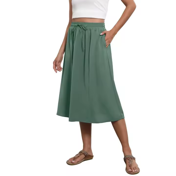 Falda elástica plisada estampada de cintura alta a rodilla para mujer, moda, fiesta, verano, 2024 - 1