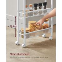 Carro de 4 Niveles, Carro Estrecho de Cocina con Ruedas, con Asa, para Espacio Reducido, 22 x 45,4 x 77 cm, para Cocina, Baño, Salón, Estudio, Marrón Rústico y Negro - details 44