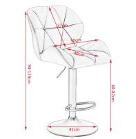 Silla de Bar de Terciopelo Ajustable con Vólante Base de Pie de Acero con Levantamiento de Gas para Desayuno y Comedor - details 0