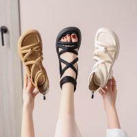Sandalias verano de las mujeres 2025 nuevo desgaste exterior antideslizante de fondo plano zapatos de playa versátil negro vacío botas frescas marea - details 12
