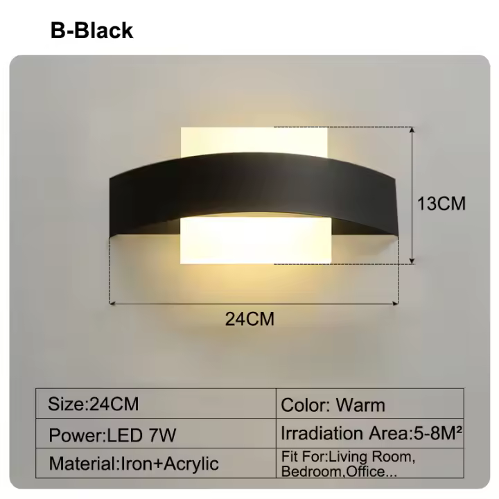 TOMAXIN Lámpara de pared LED de 24 cm lámpara de noche simple lámpara de pasillo sala de estar dormitorio tres colores - 1