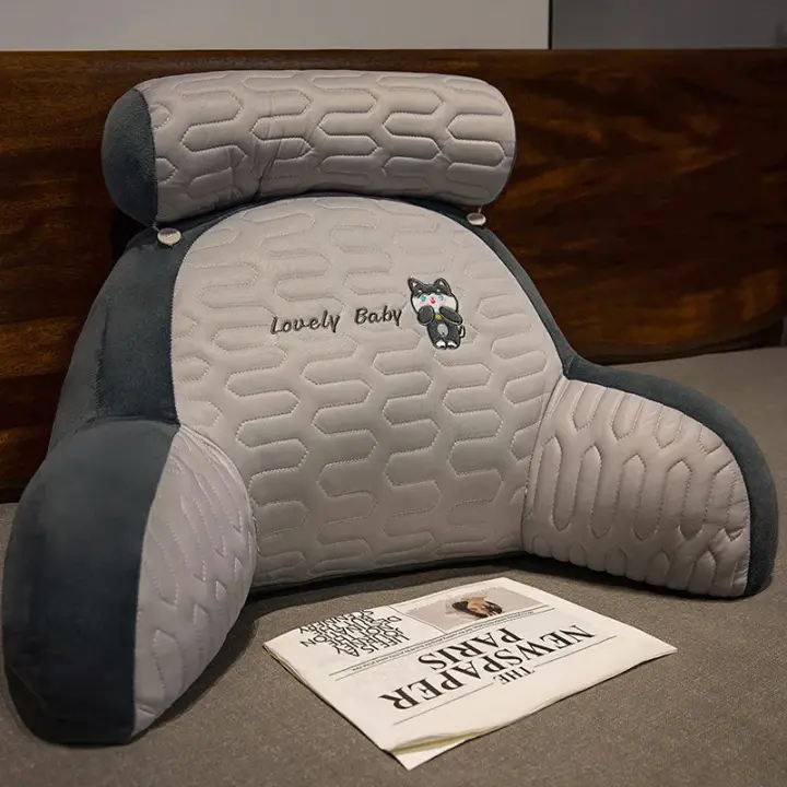 Cojín de Lectura de Seda de Hielo Almohada de Espalda con Bordado Almohada Decorativa para Cama - 1