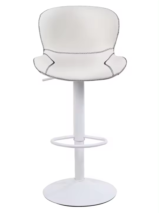 Taburetes Altos de Cocina, Taburete de Bar Regulable en Altura en Cuero PU, Taburete Alto con Respaldo y Reposapiés, Taburete Cocina Giratorio, Moderno, Blanco, Negro - 1