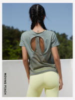 Camiseta holgada Moving Peach para mujer, ropa deportiva sin espalda, Top para correr, Fitness, manga corta, ATI - details 7