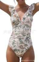 Traje de baño con cuello en V con traje de baño con cordones y borde con volantes - details 1