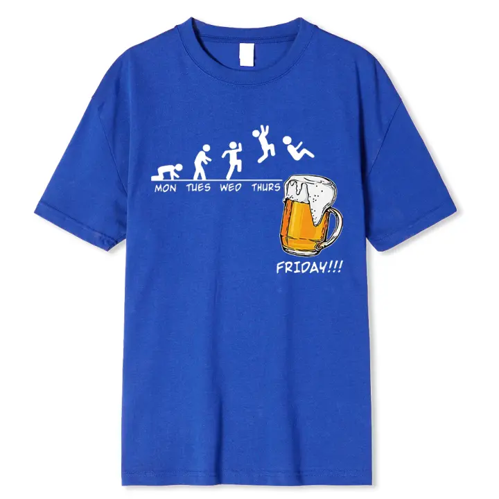 Camisetas con estampado de cerveza de viernes para hombre, ropa de calle de algodón, Harajuku, manga corta, Hip Hop, Verano - 1