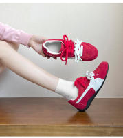 Cuero Ankola rojo casual zapatos de entrenamiento moral Forrest Gump zapatos nuevo retro cordones color coincidencia de cuero casual zapatos de mujer - details 10