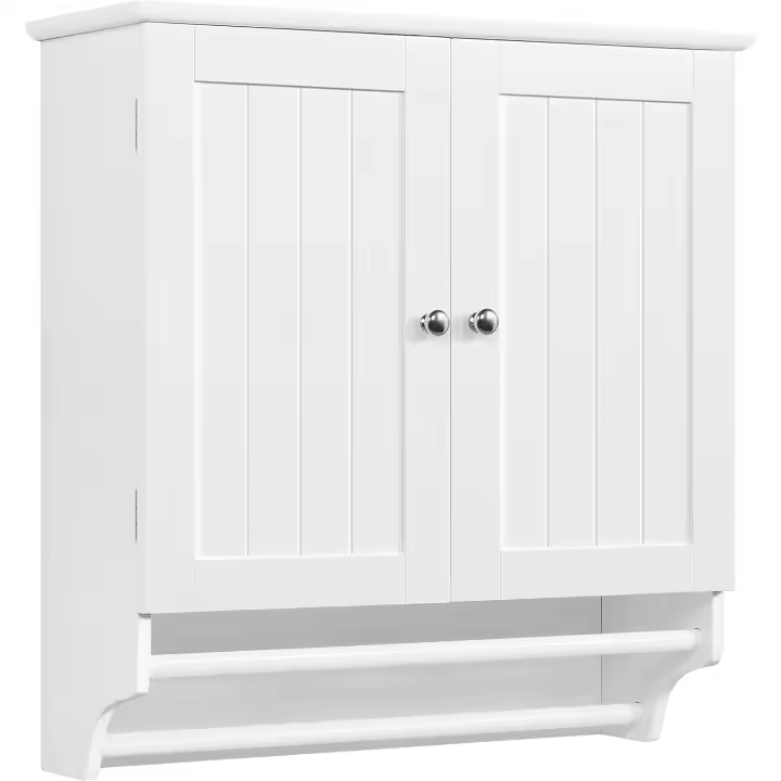 Pared de 2 Niveles para baño, de Madera, con Estante Ajustable en Altura - 1