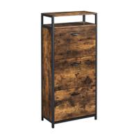 Organizador de Almacenamiento de Zapatos con 4 Estantes de Malla y Gran Superficie para Bolsas, para Entrada, Vestíbulo, Armario, Metal, Industrial, Marrón Rústico y Negro LBS15BX - details 5