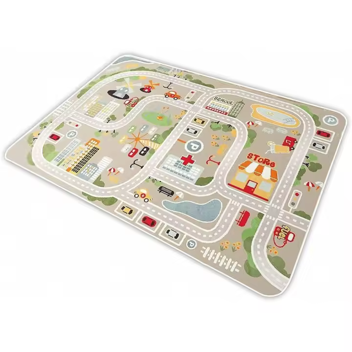 Alfombra Infantil para niños, colchoneta de camping, Carretera, Juegos, HabitacióN Infantil con Ciudad y Calle, 80x120cm - 1