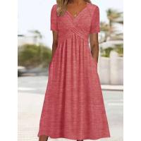 Vestido de manga corta con cuello en v para mujer, moda de verano - details 3