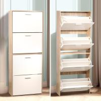 Mueble zapatero de 12 pares - Estantería de gran capacidad para vestíbulo o pasillo - (ancho) 60 x (profundidad) 24 x (alto) 80 cm - Madera clara blanca - details 71