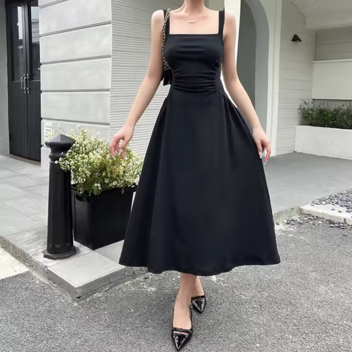 Vestido con cintura plisada y ligas, estilo pendiente, novedad 2023, vestido privado, estilo celebridad JY23115GN - 1