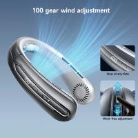 Mini ventilador portátil para colgar en el cuello, con pantalla digital, sin aspas, recargable por USB - details 4
