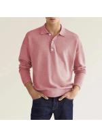Botones de cuello en V de manga larga de otoño, polo superior casual para hombre. - details 4