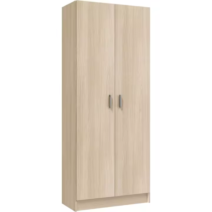 Armario Multiusos, Escobero, 2 Puertas, Acabado en Color Roble, Medidas: 73 cm (Ancho) x180 cm (Alto) x 37 cm (Fondo) - 1