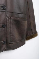 TRAFZA-abrigos reversibles para mujer, chaquetas marrones de manga larga con cuello vuelto y bolsillos, de una sola botonadura, a la moda, para invierno, 2024 - details 8