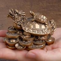 1 estatua de resina de oro/bronce Feng Shui, dragón, tortuga, moneda, riqueza, decoración de escritorio para el hogar, joyería Animal - details 3