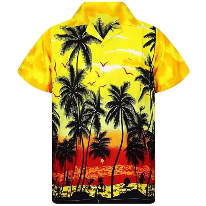 Camisa Casual de Hombre 5XL Moda de Playa con Estampado de Palma Cuello Único de Cuba Estilo 2022 - 1
