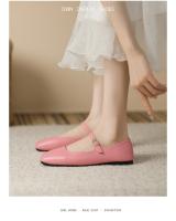 Zapatos planos de mujer estilo francés, primaverales, nuevos, de cuero suave, con hebilla de una palabra, punta cuadrada, boca poco profunda, temperamento retro, estilo Mary Jane. - details 12