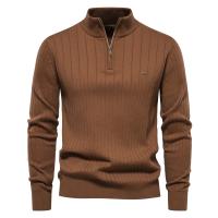 Día del padre 2025 nuevo Otoño Invierno suéteres con cremallera para hombres de alta calidad cálido cuello alto suéter de punto de algodón para hombres - details 1