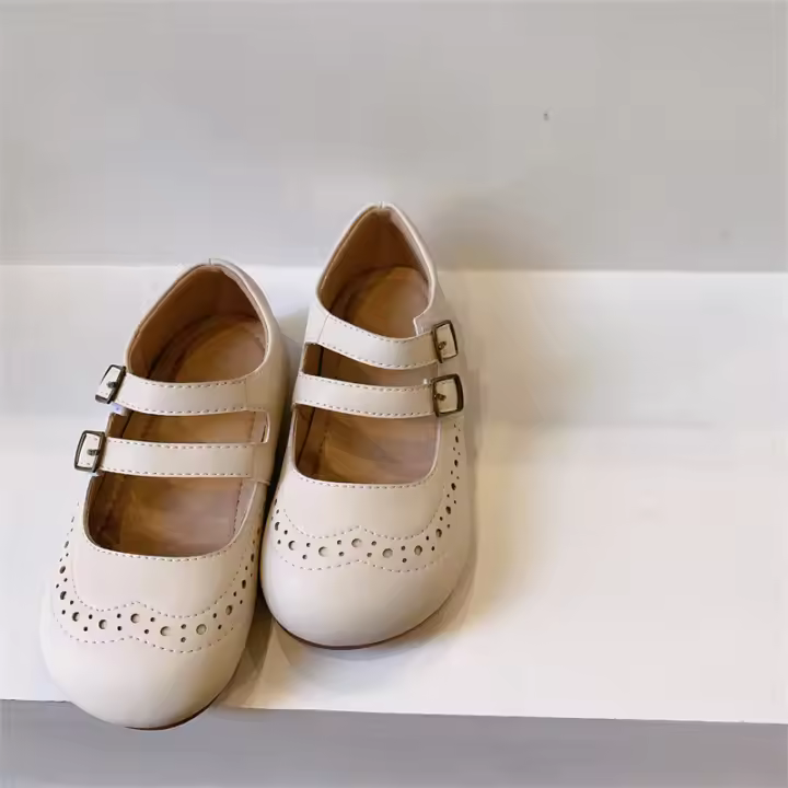 Zapatos Mary Jane casuales de boca poco profunda de cuero para niños, estilo retro. - 1
