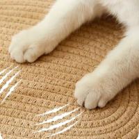 Cama de ratán tejida a mano con forma ovalada para mascotas, cesta de algodón con cuerda para rascar, estilo japonés, ideal para el verano - details 6