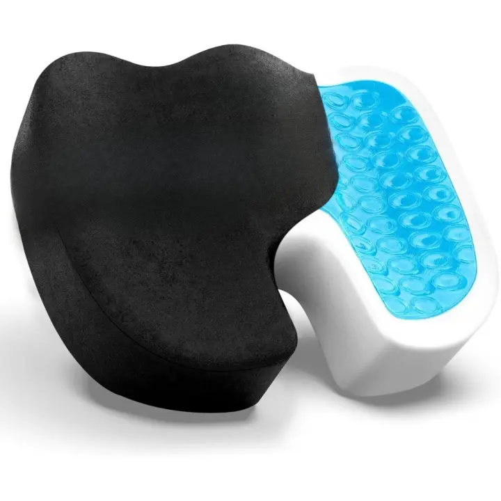 Cojín de gel mejorado para asiento, ortopédico antideslizante de gel y espuma viscoelástica, cojín para dolor de coxis, alivio del dolor de espalda y ciática - 1