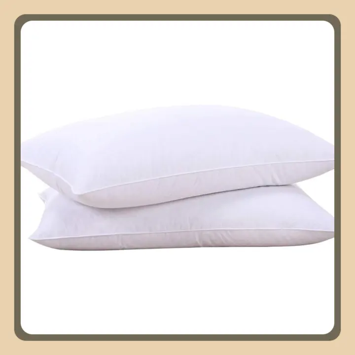 Pack de 2 Almohadas de Pluma y Plumón 48x74 cm, Lavable a Máquina, Funda de Algodón, Cojín Antiácaros Antibacterias y Antialérgica - 1